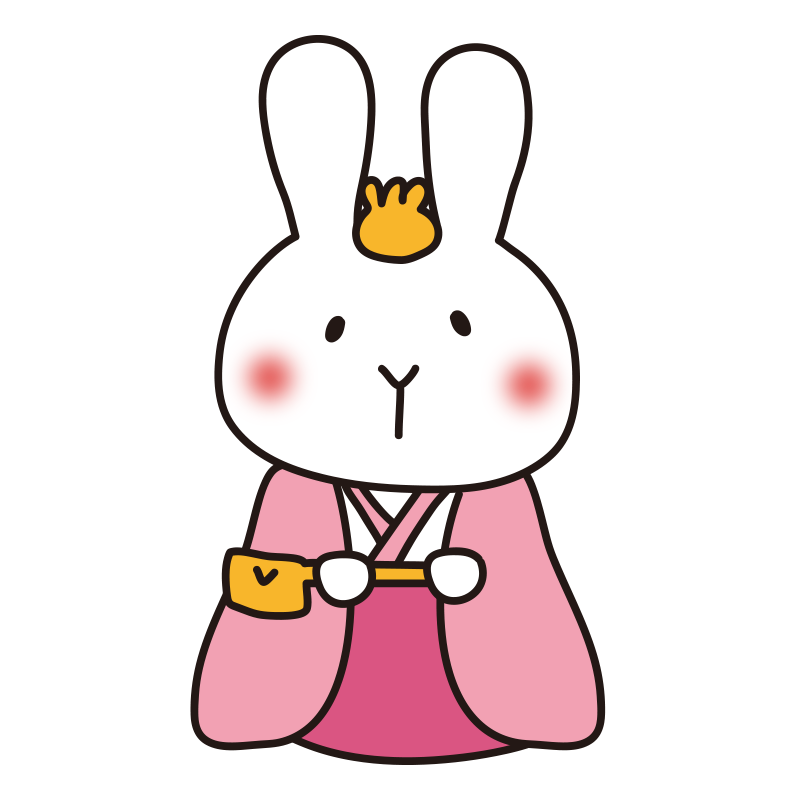 白うさぎの雛人形の三人官女（長柄銚子）
